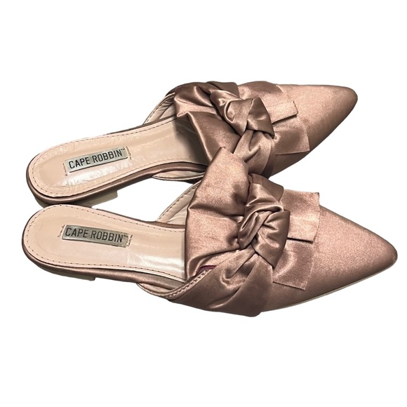 Cape Robbin Fine-8 Women's Mules Size 7 Pink Blush Rose Pointed Toe Bow Flats - Picture 4 of 12